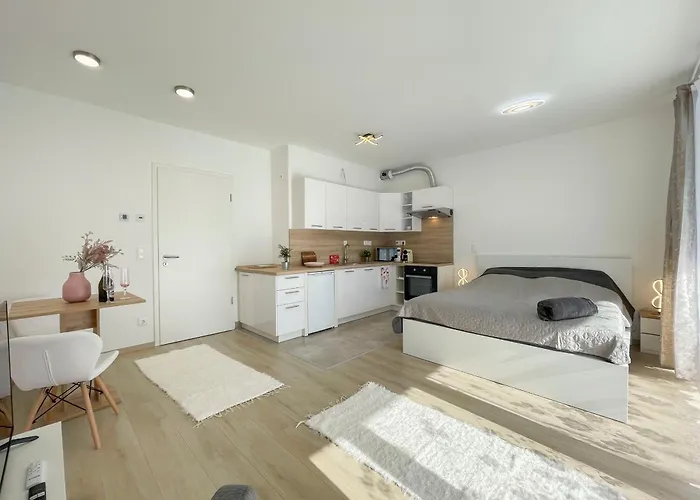 Bright Riverside Studio, Balcony, Free Parking, Air Conditioning شقة *
