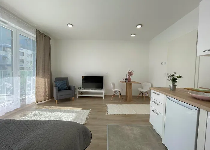 Apartament Bright Riverside Studio, Balcony, Free Parking, Air Conditioning Budapeszt